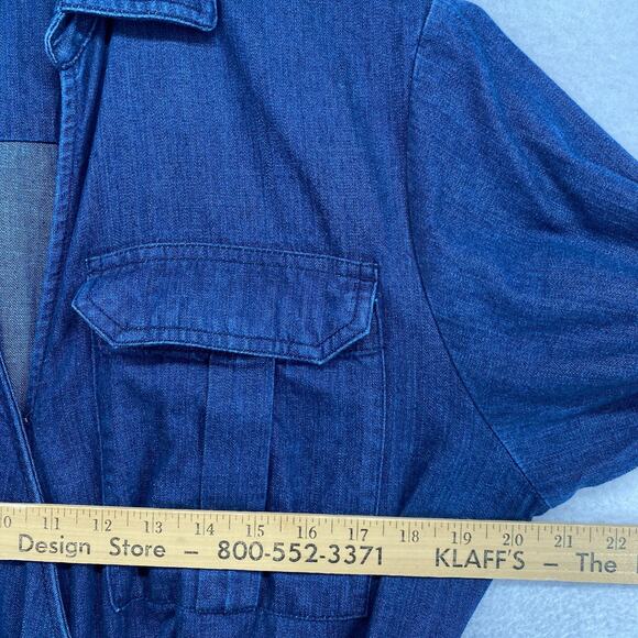 BANANA REPUBLIC Jumpsuit Womens 12 Denim Belted Coverall Cotton Blue - Picture 13 of 16
